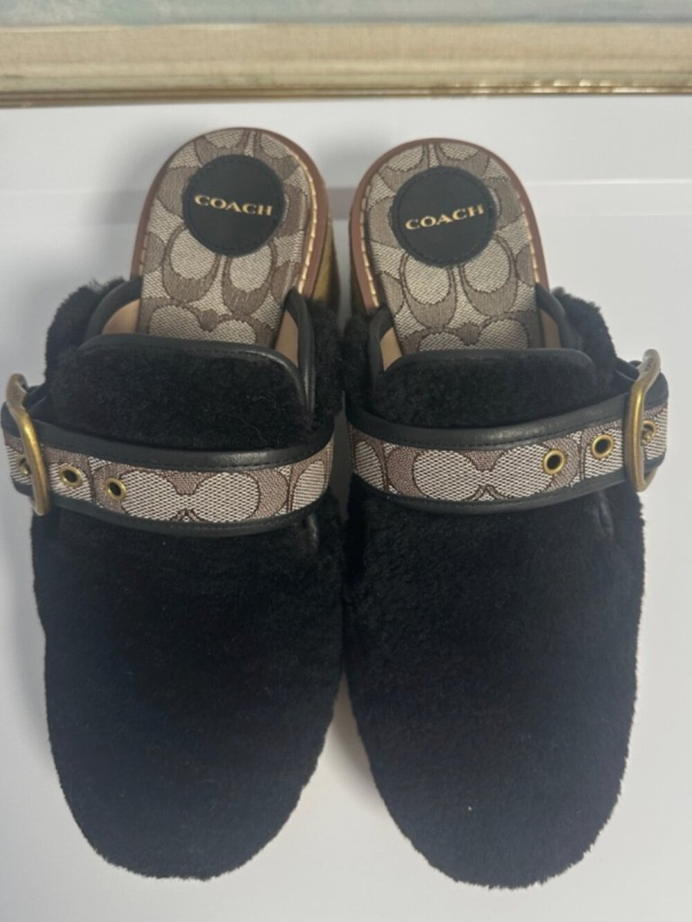 Coach Shearling Mules Back Clogs platform - Picture 3 of 10